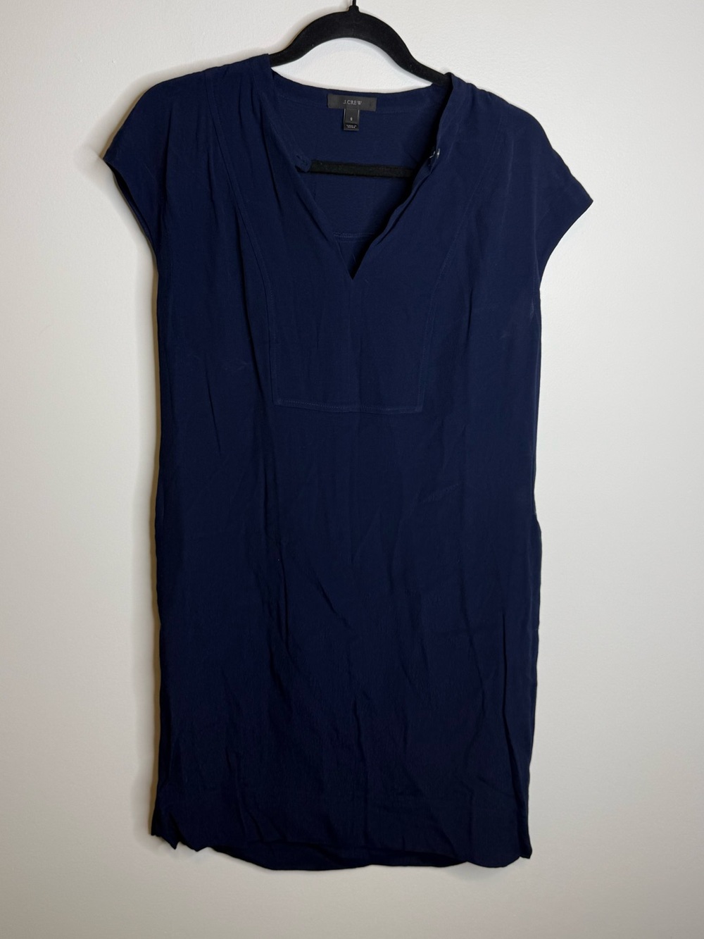J. Crew Navy V‑Neck Cap Sleeve Shift Dress size small